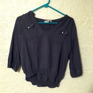 Dark Blue Mid-Sleeve Shirt ❤️